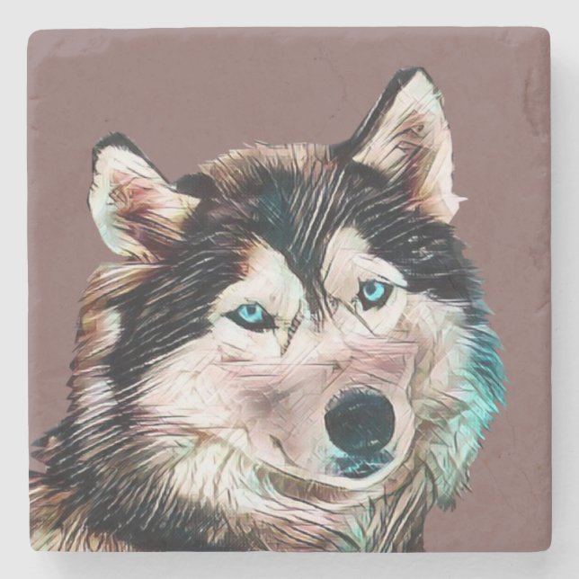 Underlägg färglös Siberian husky Marble (Framsidan)