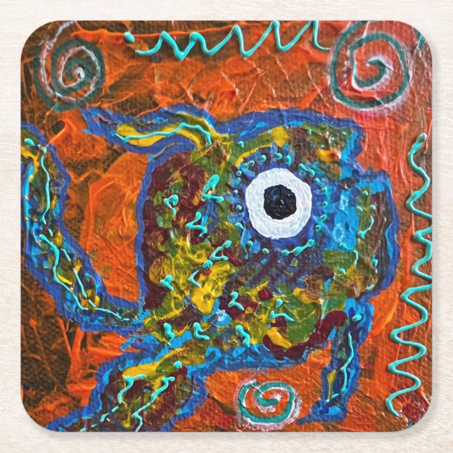 Underlägg fiskuppsättning papper kvadrat (Framsidan)