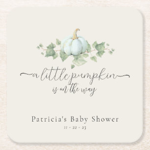 Underlägg för Blue Pumpkin Baby Shower Square Papper Kvadrat