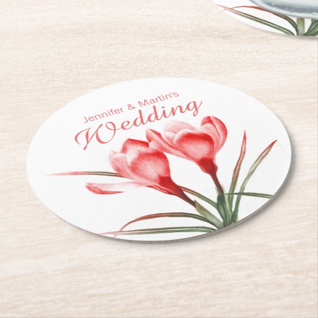 Underlägg för bröllop för krokusvattenfärgkonst (Vinklad)