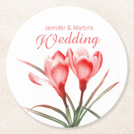 Underlägg för bröllop för krokusvattenfärgkonst papper rund