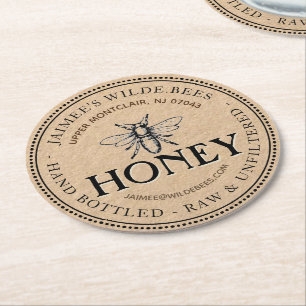 Underlägg för honung Burk Heraldic Bee Papper Rund