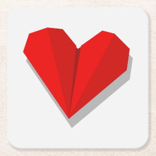Underlägg för kärlekhjärtaOrigami illustration Papper Kvadrat