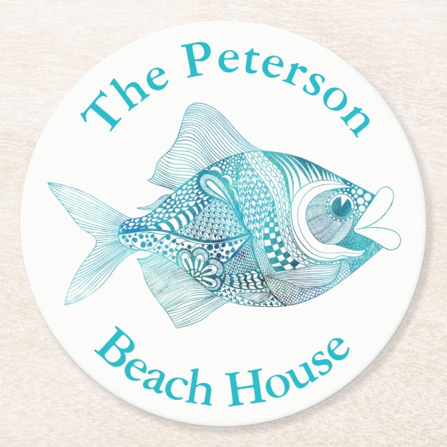 Underlägg för papper för klotterfiskhav Themed (Framsidan)