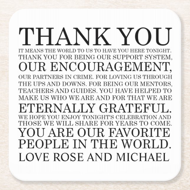 Underlägg för personligbrölloptack (Framsidan)