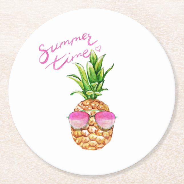 Underlägg för sommarTime ananas Papper Rund (Framsidan)