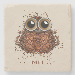 Underlägg för sten för monogram för kaffeuggla