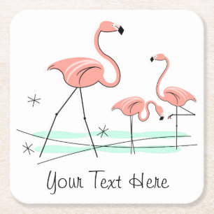Underlägg för text för FlamingosTrio 2 Papper Kvadrat