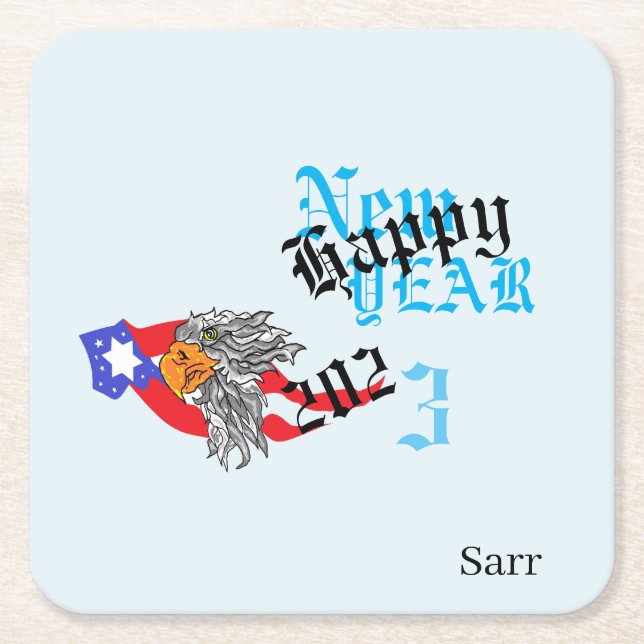 Underlägg: Gott nytt år 2023 Underlägg Papper Kvadrat (Framsidan)