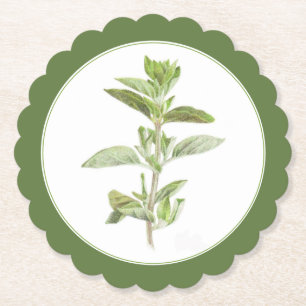 UNDERLÄGG - Grönt för FRESH OREGANO Scalloped Roun Papper