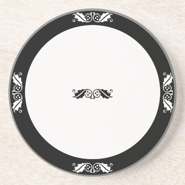 Underlägg - Holly löv i svartvitt (Framsidan)