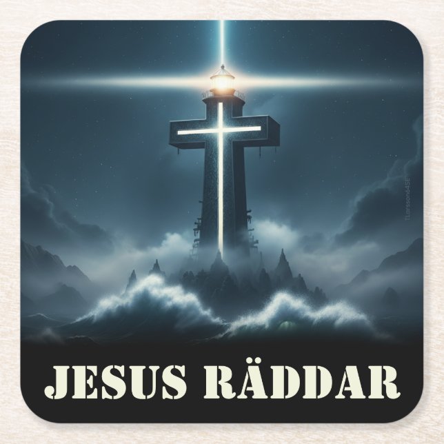 Underlägg — Jesus räddar Papper Kvadrat (Framsidan)