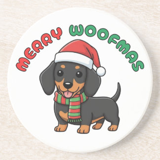 Underlägg Jul Black Dachshund: Merry Woofmas
