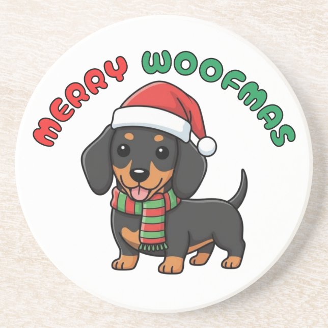 Underlägg Jul Black Dachshund: Merry Woofmas (Framsidan)