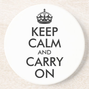 Underlägg - Keep Calm and Carry On Sandsten