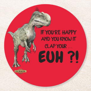 underlägg "lycklig dinosauaur" papper rund