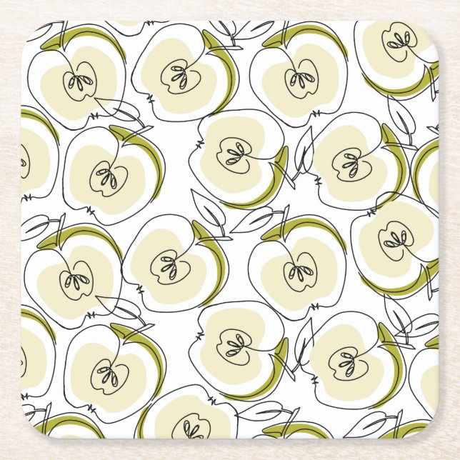 Underlägg med äpple ritat. papper kvadrat (Framsidan)