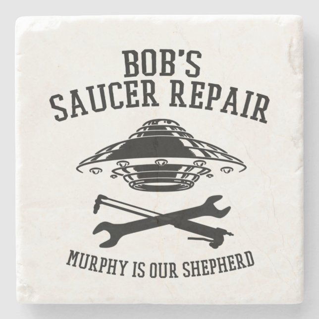 underlägg med Bob Saucer Repair logotyp (Framsidan)