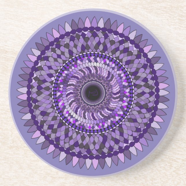 underlägg med en lila mandala-design (Framsidan)