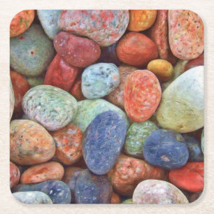 Underlägg med färgade Sjö Stones Paperboard Papper Kvadrat