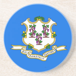 Underlägg med Flagga Connecticut, USA Sandsten