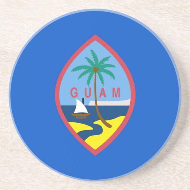Underlägg med Flagga Guam, USA Sandsten (Framsidan)