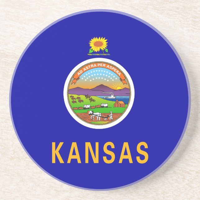 Underlägg med Flagga i Kansas, Förenta staterna Sandsten (Framsidan)
