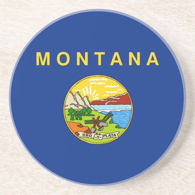 Underlägg med Flagga Montana, USA Sandsten (Framsidan)