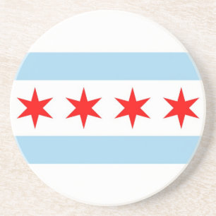 Underlägg med Flagga of Chicago, Illinois, USA Sandsten