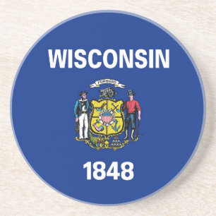 Underlägg med Flagga Wisconsin, Förenta staterna Sandsten