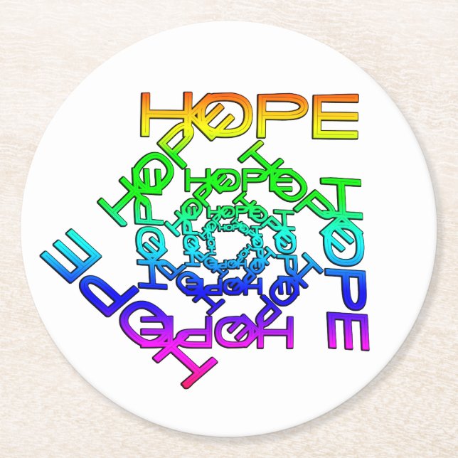 Underlägg med Multifärgad Ord HOPE-skriven (Framsidan)