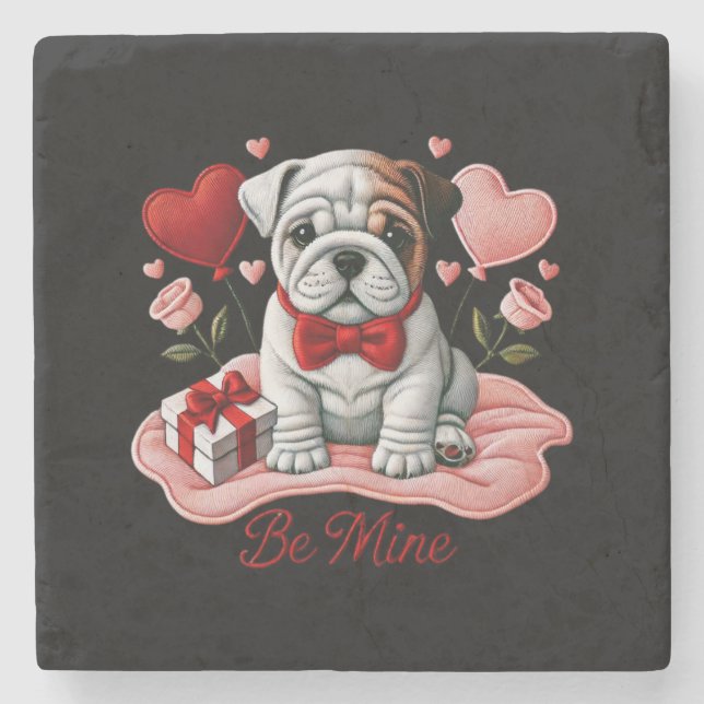 Underlägg min Valentine English Bulldog Stone (Framsidan)