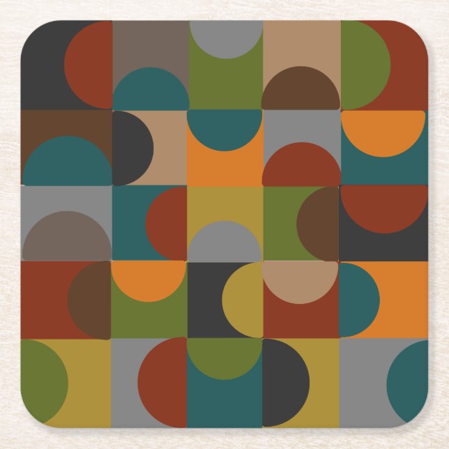 Underlägg moderna block och halvcirklar i mitten a papper kvadrat (Framsidan)