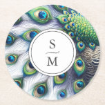Underlägg Monogrammed Peacock Feathers<br><div class="desc">Dessa charmerande pappra underlägg präglar hans och hennes monogrammade initialer,  omringade av en boarder av vattenfärgsfjädrar från påsen. Använda mallen fält för att lägga till din anpassning. Beställ små kvantiteter eller i bulk. Om du vill se hela temat går du till www.zazzle.com/dotellabelle</div>