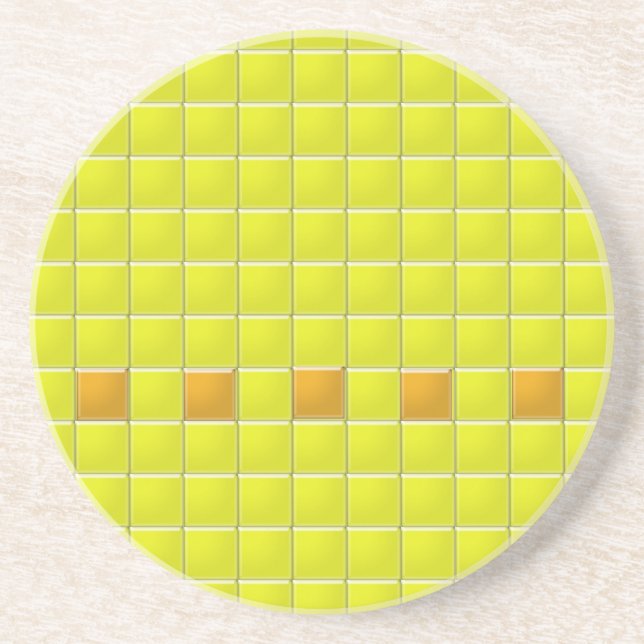 Underlägg - Orange Mosaic-torg på Gult Fält Sandsten (Framsidan)