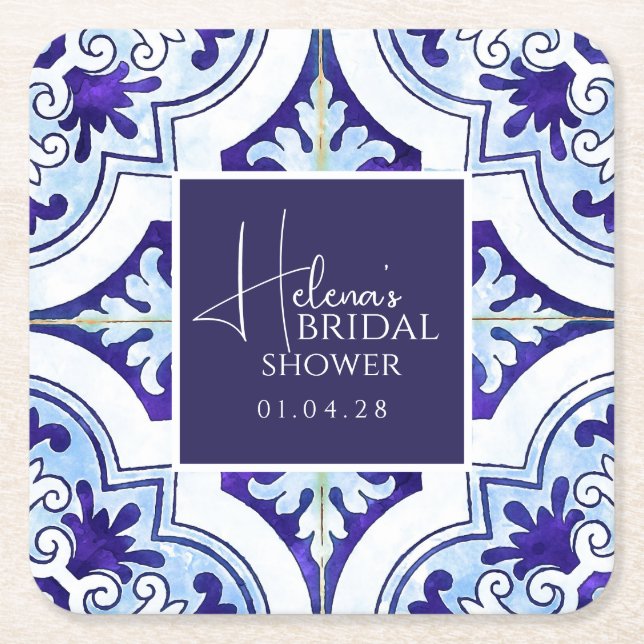 Underlägg på Sicilien Majolica Square - Lemon Them Papper Kvadrat (Framsidan)