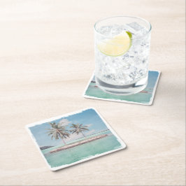 Underlägg, Papper - Vattenfärgsruta Beach Handflat Underlägg Papper Kvadrat