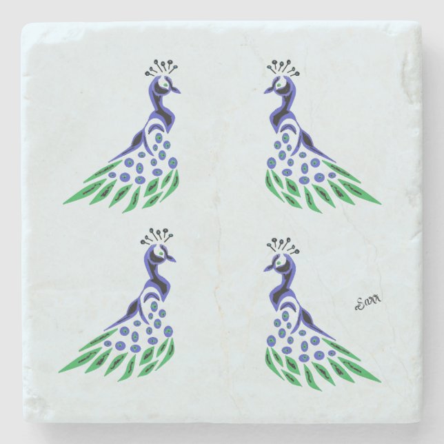 Underlägg: Peacocks skönhet Stenunderlägg (Framsidan)