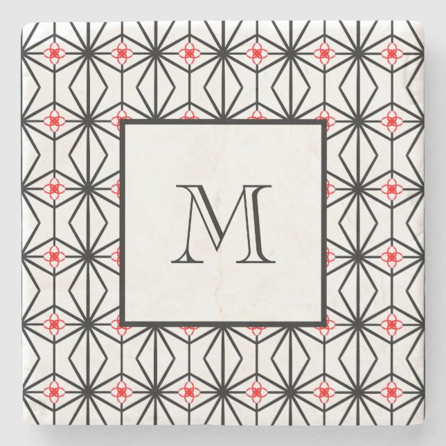 Underlägg personlig Red, Black och White Stone (Framsidan)