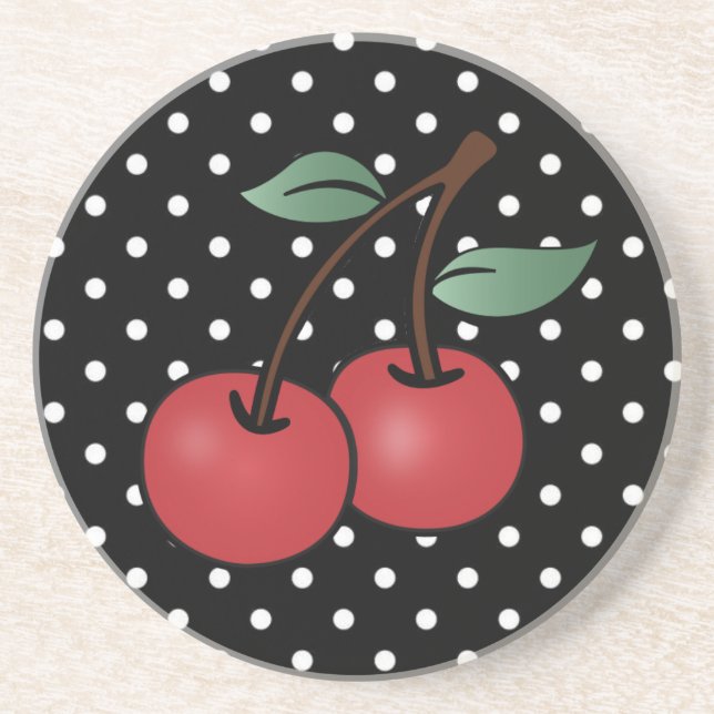 UNDERLÄGG POKE DOT ROCKABILLY CHERRIES SANDSTONE (Framsidan)