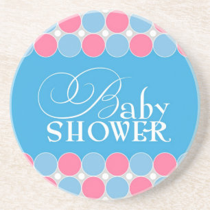 Underlägg Retro Blue Rosa Baby Shower Sandsten