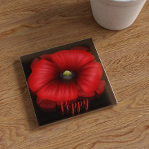 Underlägg rött poppy Flower Art Personlig Glass