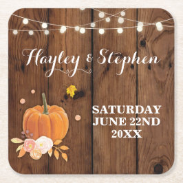Underlägg Rustic Wood Pumpkin Fall Wedding Party