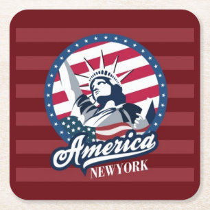 Underlägg set i Amerika New York Papper Kvadrat