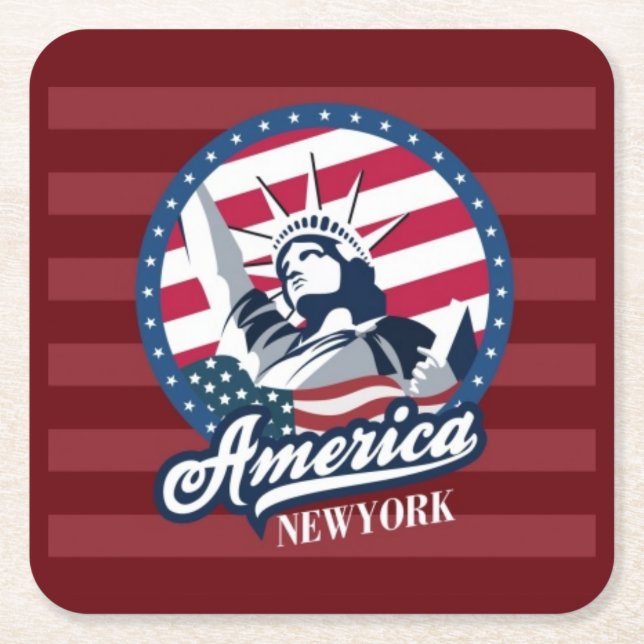 Underlägg set i Amerika New York Papper Kvadrat (Framsidan)