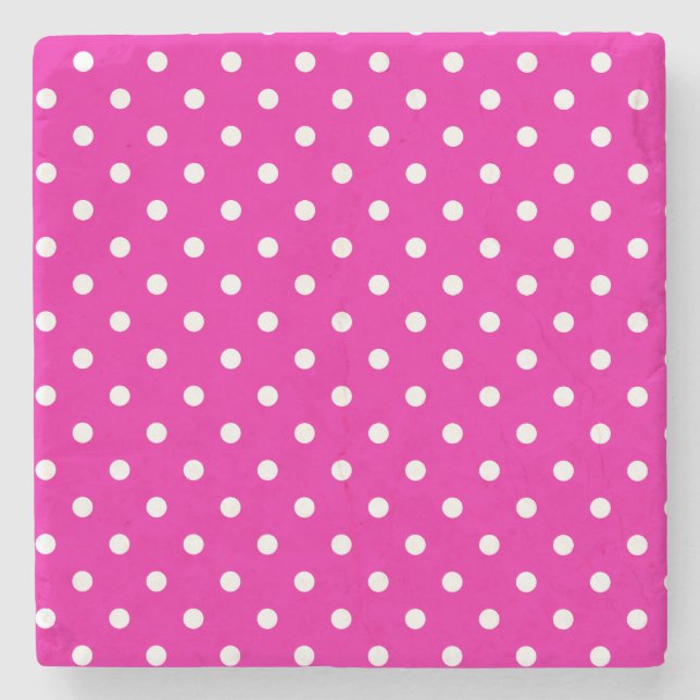 Underlägg shock rosa Polka dots kvadrat (Framsidan)