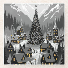 Underlägg Silhouette Snowy Scene