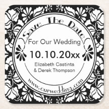 Underlägg Spara datum - Elegant svart och vitt