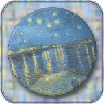 UNDERLÄGG - "Starry Night over the Rhone" - van Go<br><div class="desc">En bild av "Starry Night Over the Rhone" (1888) av Vincent van Gogh visas på den här rundan av Sandstone-Underlägg. ► Bilden kan inte tas bort eller ersättas. ► Anpassa/anpassa genom att lägga till anpassningsbar i ditt teckensnittsval (stil, färg, storlekt), eller en ytterligare bild eller logotyp. Gör en färglös och...</div>