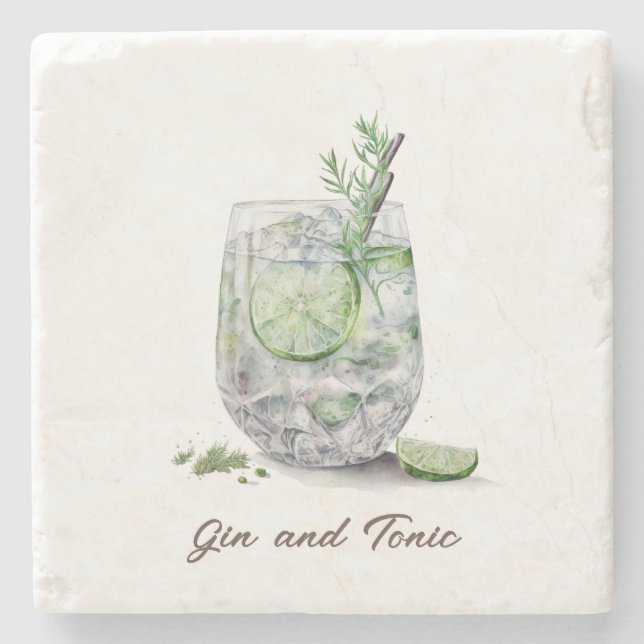 Underlägg, sten - Gin & Tonic Stenunderlägg (Framsidan)
